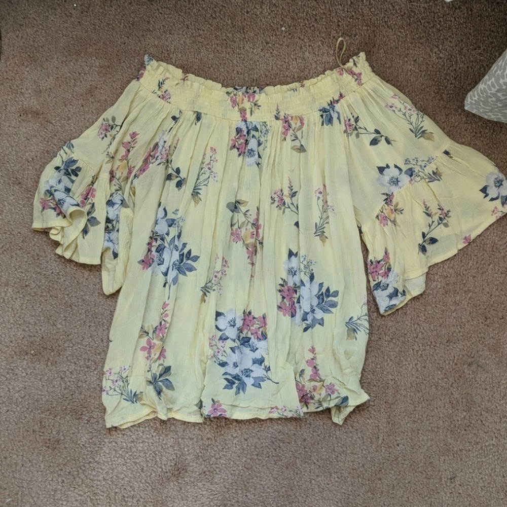 Yellow Spring Off thr Shoulder Top